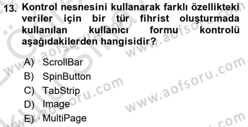 İşlem Tablosu Programlama Dersi 2021 - 2022 Yılı Yaz Okulu Sınav Soruları 13. Soru