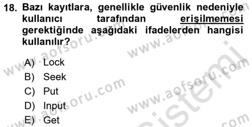 İşlem Tablosu Programlama Dersi 2021 - 2022 Yılı Yaz Okulu Sınav Soruları 18. Soru