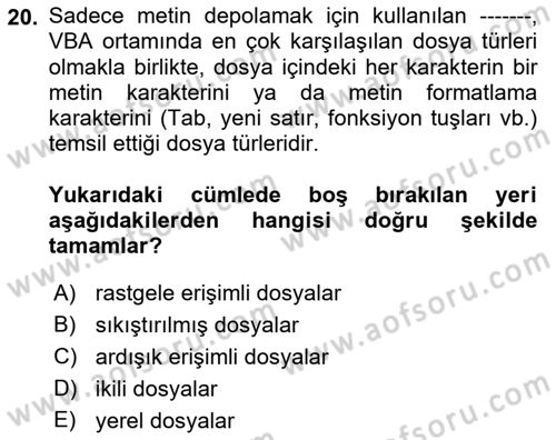 İşlem Tablosu Programlama Dersi 2021 - 2022 Yılı Yaz Okulu Sınav Soruları 20. Soru