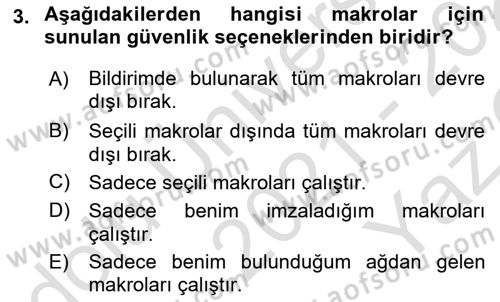 İşlem Tablosu Programlama Dersi 2021 - 2022 Yılı Yaz Okulu Sınav Soruları 3. Soru