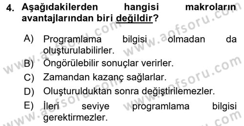 İşlem Tablosu Programlama Dersi 2021 - 2022 Yılı Yaz Okulu Sınav Soruları 4. Soru
