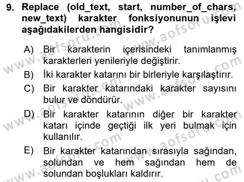 İşlem Tablosu Programlama Dersi 2021 - 2022 Yılı Yaz Okulu Sınav Soruları 9. Soru