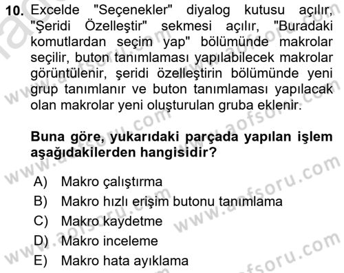 İşlem Tablosu Programlama Dersi 2022 - 2023 Yılı (Vize) Ara Sınavı 10. Soru