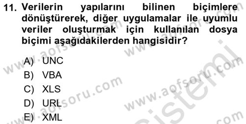 İşlem Tablosu Programlama Dersi 2022 - 2023 Yılı (Vize) Ara Sınavı 11. Soru