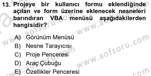 İşlem Tablosu Programlama Dersi 2022 - 2023 Yılı (Vize) Ara Sınavı 13. Soru