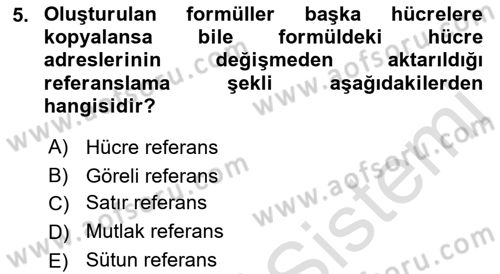 İşlem Tablosu Programlama Dersi 2022 - 2023 Yılı (Vize) Ara Sınavı 5. Soru