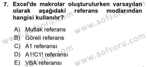 İşlem Tablosu Programlama Dersi 2022 - 2023 Yılı (Vize) Ara Sınavı 7. Soru