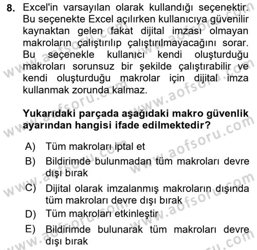 İşlem Tablosu Programlama Dersi 2022 - 2023 Yılı (Vize) Ara Sınavı 8. Soru