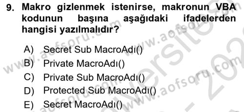 İşlem Tablosu Programlama Dersi 2022 - 2023 Yılı (Vize) Ara Sınavı 9. Soru