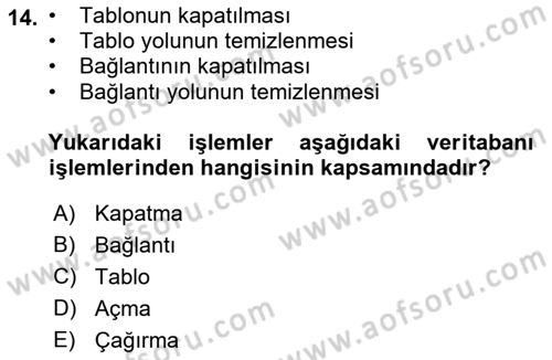 İşlem Tablosu Programlama Dersi 2022 - 2023 Yılı (Final) Dönem Sonu Sınav Soruları 14. Soru