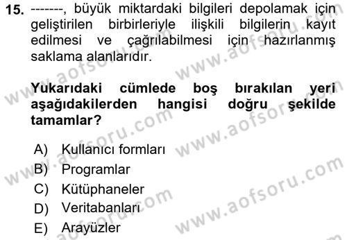 İşlem Tablosu Programlama Dersi 2022 - 2023 Yılı (Final) Dönem Sonu Sınav Soruları 15. Soru