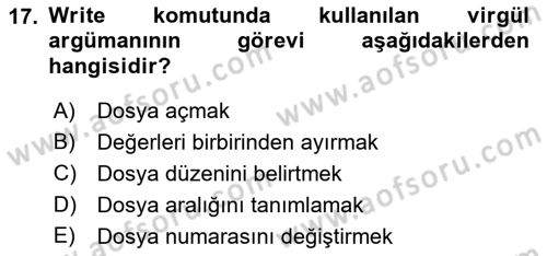 İşlem Tablosu Programlama Dersi 2022 - 2023 Yılı (Final) Dönem Sonu Sınav Soruları 17. Soru