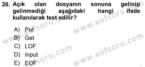 İşlem Tablosu Programlama Dersi 2022 - 2023 Yılı (Final) Dönem Sonu Sınav Soruları 20. Soru