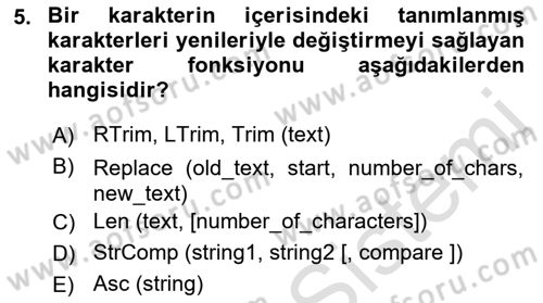 İşlem Tablosu Programlama Dersi 2022 - 2023 Yılı (Final) Dönem Sonu Sınav Soruları 5. Soru