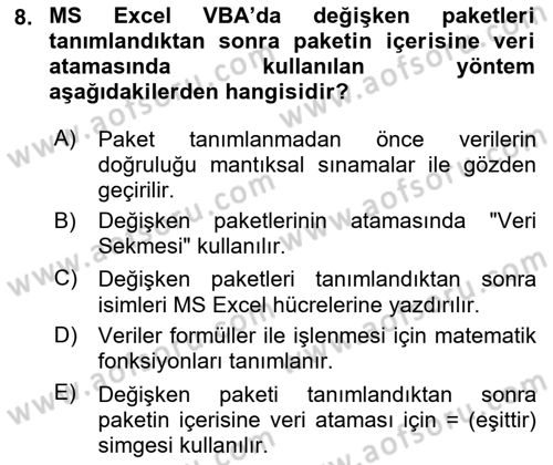 İşlem Tablosu Programlama Dersi 2022 - 2023 Yılı (Final) Dönem Sonu Sınav Soruları 8. Soru