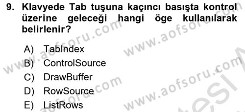 İşlem Tablosu Programlama Dersi 2022 - 2023 Yılı (Final) Dönem Sonu Sınav Soruları 9. Soru