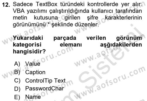 İşlem Tablosu Programlama Dersi 2022 - 2023 Yılı Yaz Okulu Sınavı 12. Soru