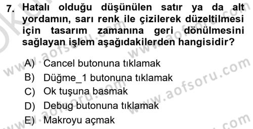 İşlem Tablosu Programlama Dersi 2022 - 2023 Yılı Yaz Okulu Sınavı 7. Soru