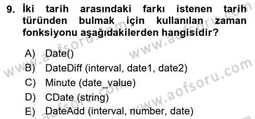 İşlem Tablosu Programlama Dersi 2022 - 2023 Yılı Yaz Okulu Sınavı 9. Soru