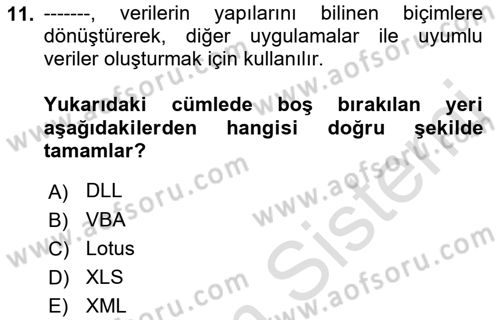 İşlem Tablosu Programlama Dersi Ara Sınavı Deneme Sınav Soruları 11. Soru