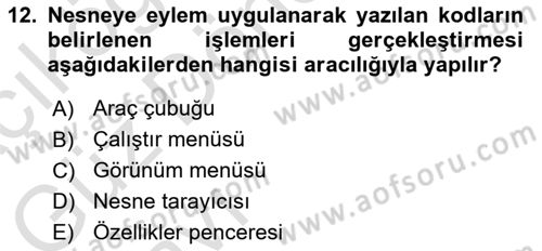 İşlem Tablosu Programlama Dersi 2023 - 2024 Yılı (Vize) Ara Sınavı 12. Soru