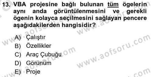 İşlem Tablosu Programlama Dersi Ara Sınavı Deneme Sınav Soruları 13. Soru