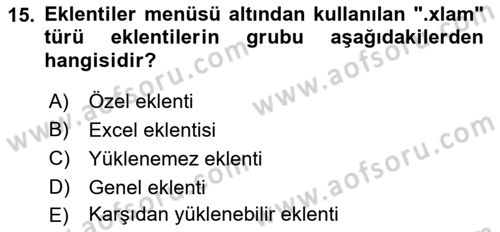 İşlem Tablosu Programlama Dersi Ara Sınavı Deneme Sınav Soruları 15. Soru