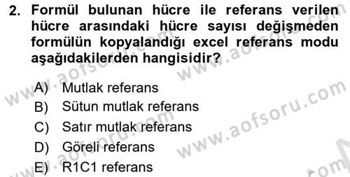 İşlem Tablosu Programlama Dersi Ara Sınavı Deneme Sınav Soruları 2. Soru
