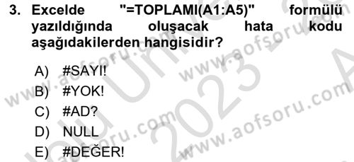 İşlem Tablosu Programlama Dersi 2023 - 2024 Yılı (Vize) Ara Sınav Soruları 3. Soru