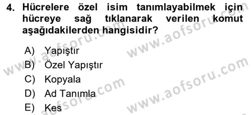 İşlem Tablosu Programlama Dersi Ara Sınavı Deneme Sınav Soruları 4. Soru