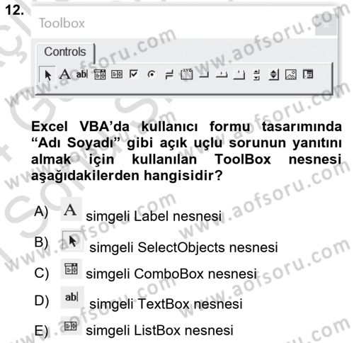 İşlem Tablosu Programlama Dersi 2023 - 2024 Yılı (Final) Dönem Sonu Sınavı 12. Soru