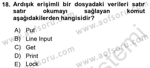 İşlem Tablosu Programlama Dersi 2023 - 2024 Yılı (Final) Dönem Sonu Sınavı 18. Soru