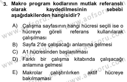 İşlem Tablosu Programlama Dersi 2023 - 2024 Yılı (Final) Dönem Sonu Sınavı 3. Soru