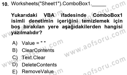 İşlem Tablosu Programlama Dersi 2024 - 2025 Yılı (Final) Dönem Sonu Sınav Soruları 10. Soru