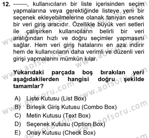 İşlem Tablosu Programlama Dersi 2024 - 2025 Yılı (Final) Dönem Sonu Sınav Soruları 12. Soru