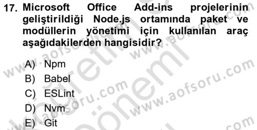 İşlem Tablosu Programlama Dersi 2024 - 2025 Yılı (Final) Dönem Sonu Sınav Soruları 17. Soru