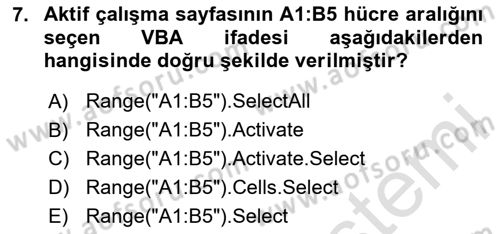 İşlem Tablosu Programlama Dersi 2024 - 2025 Yılı (Final) Dönem Sonu Sınav Soruları 7. Soru