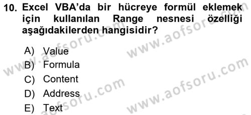 İşlem Tablosu Programlama Dersi 2024 - 2025 Yılı Yaz Okulu Sınav Soruları 10. Soru