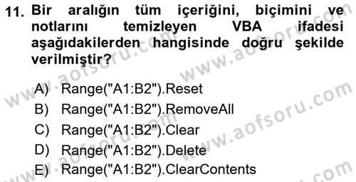 İşlem Tablosu Programlama Dersi 2024 - 2025 Yılı Yaz Okulu Sınav Soruları 11. Soru