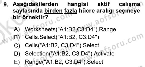 İşlem Tablosu Programlama Dersi 2024 - 2025 Yılı Yaz Okulu Sınav Soruları 9. Soru