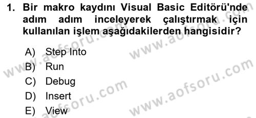 İşlem Tablosu Programlama Dersi 2025 - 2026 Yılı (Vize) Ara Sınav Soruları 1. Soru