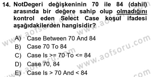 İşlem Tablosu Programlama Dersi 2025 - 2026 Yılı (Vize) Ara Sınav Soruları 14. Soru