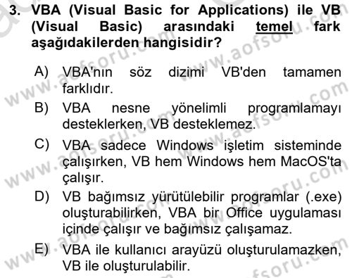 İşlem Tablosu Programlama Dersi 2025 - 2026 Yılı (Vize) Ara Sınav Soruları 3. Soru