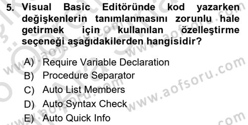 İşlem Tablosu Programlama Dersi 2025 - 2026 Yılı (Vize) Ara Sınav Soruları 5. Soru