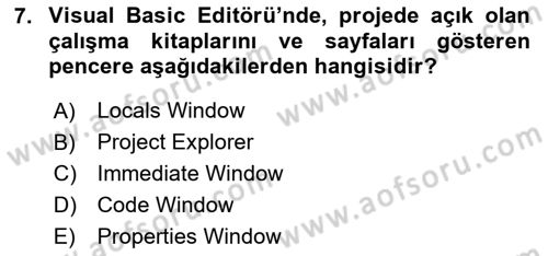 İşlem Tablosu Programlama Dersi 2025 - 2026 Yılı (Vize) Ara Sınav Soruları 7. Soru