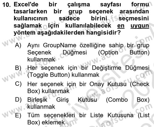 İşlem Tablosu Programlama Dersi 2025 - 2026 Yılı (Final) Dönem Sonu Sınav Soruları 10. Soru