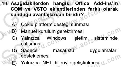 İşlem Tablosu Programlama Dersi 2025 - 2026 Yılı (Final) Dönem Sonu Sınav Soruları 19. Soru