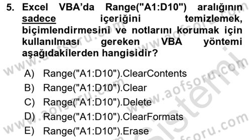 İşlem Tablosu Programlama Dersi 2025 - 2026 Yılı (Final) Dönem Sonu Sınav Soruları 5. Soru