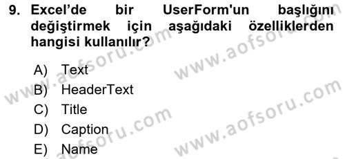 İşlem Tablosu Programlama Dersi 2025 - 2026 Yılı (Final) Dönem Sonu Sınav Soruları 9. Soru