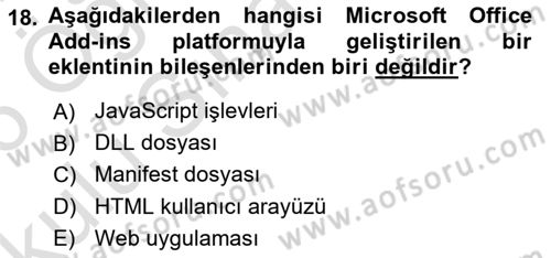 İşlem Tablosu Programlama Dersi 2025 - 2026 Yılı Yaz Okulu Sınav Soruları 18. Soru